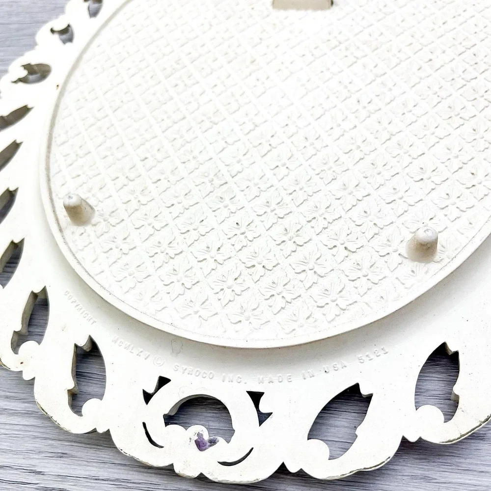 Ornate Gold & White Mirror: Vintage Easel Tabletop Display
